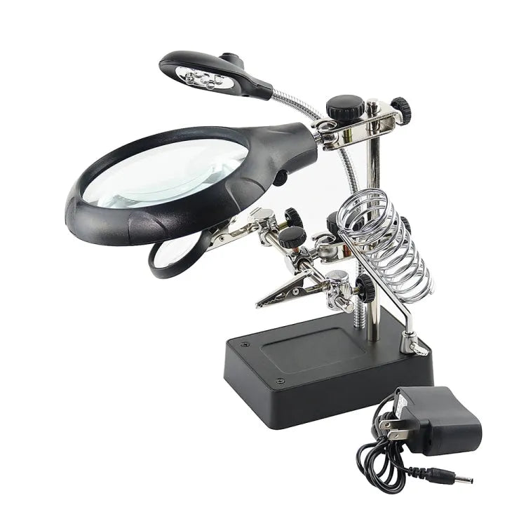 16129-C 2.5X/7.5X/10X LED-verlichting Hulpbeugel Onderhoud Vergrootglas (US-stekker)