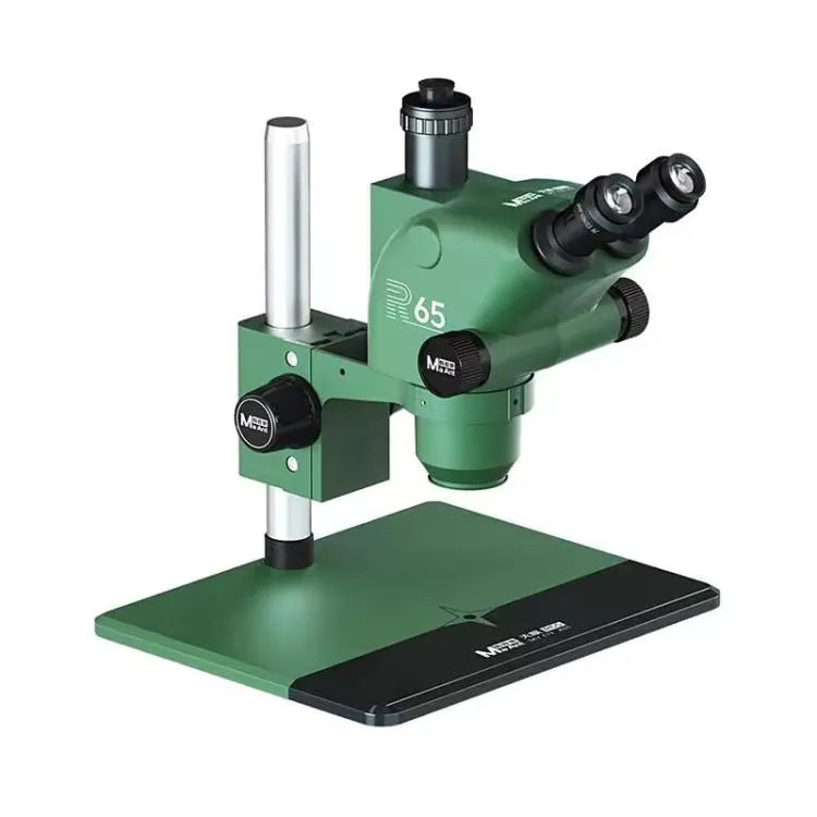 MaAnt R65 Sky Eye 6,5-65x synchroon zoom trinoculaire stereomicroscoop met aluminiumlegering voet (groen)