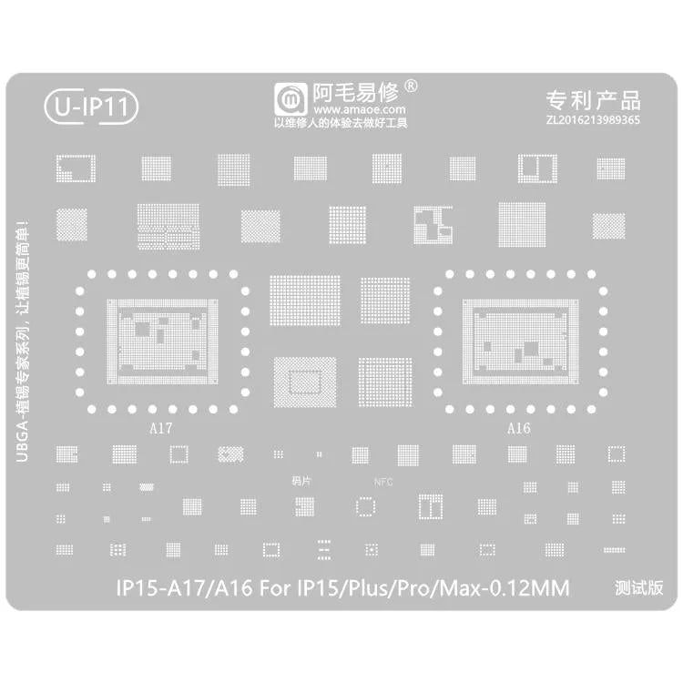 AMAOE 0,12 mm reballing-sjabloon voor iPhone 15-serie