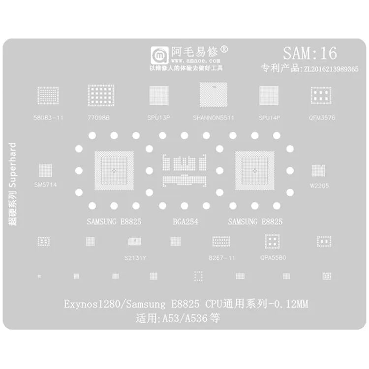 AMAOE voor Samsung BGA Reballing Stencil Soldeer Reparatie Tool, Model: SAM16 A53/A536