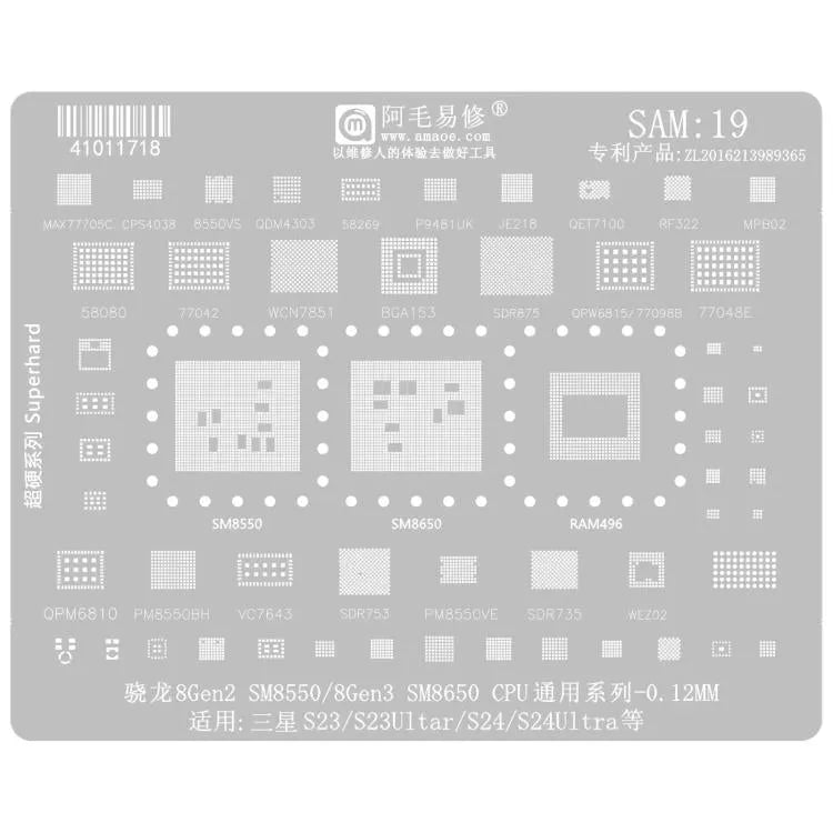 AMAOE voor Samsung BGA Reballing Stencil Soldeer Reparatie Tool, Model: SAM19 S23/S24
