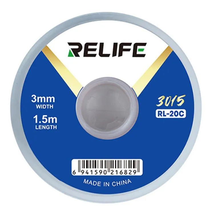 RELIFE RL-20C PCB soldeerreinigingstape, corrosiebestendig, voor het verwijderen van soldeer, specificaties: 3 mm x 1,5 m