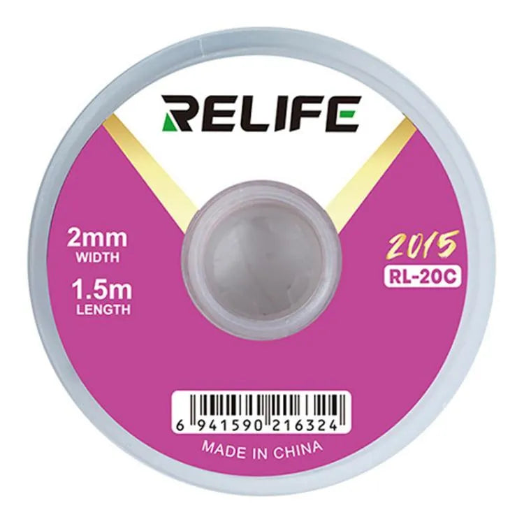 RELIFE RL-20C PCB soldeerreinigingstape, corrosiebestendig, voor het verwijderen van soldeer, specificaties: 2 mm x 1,5 m