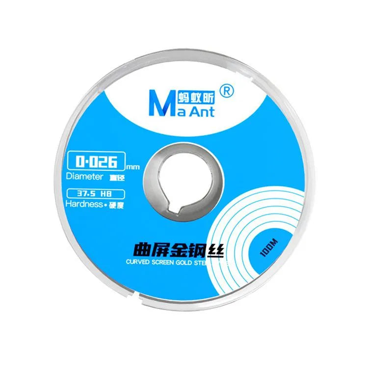 MaAnt 100m diamantdraad met hoge hardheid en gebogen vorm, diameter: 0,026 mm