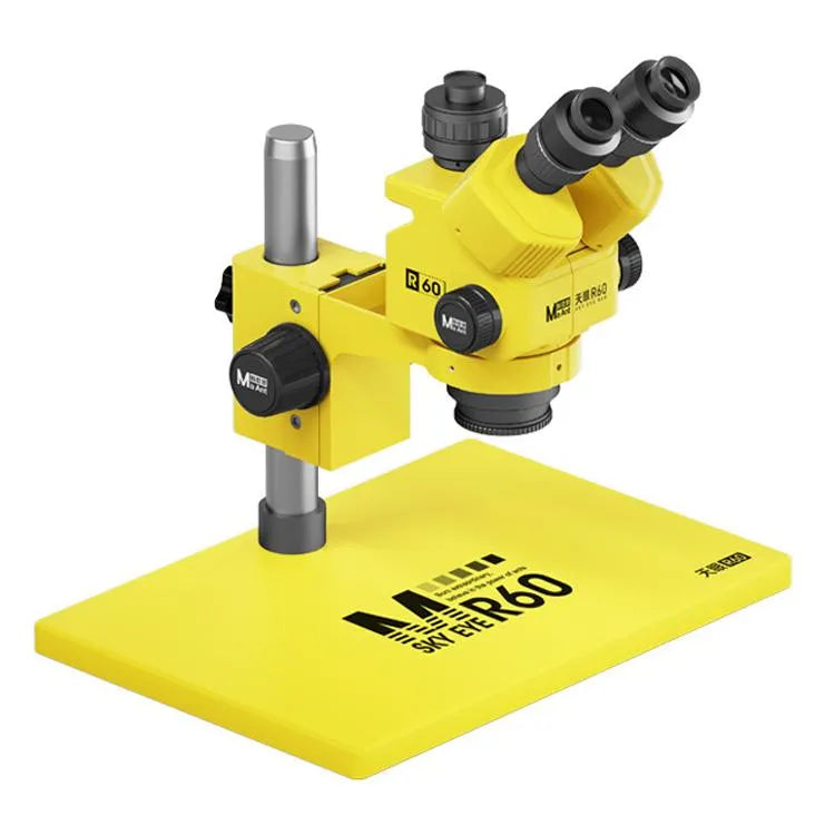 MaAnt Sky Eye R60 7-60X Kleurrijke Trinoculaire Microscoop met Grote Voet (Geel)