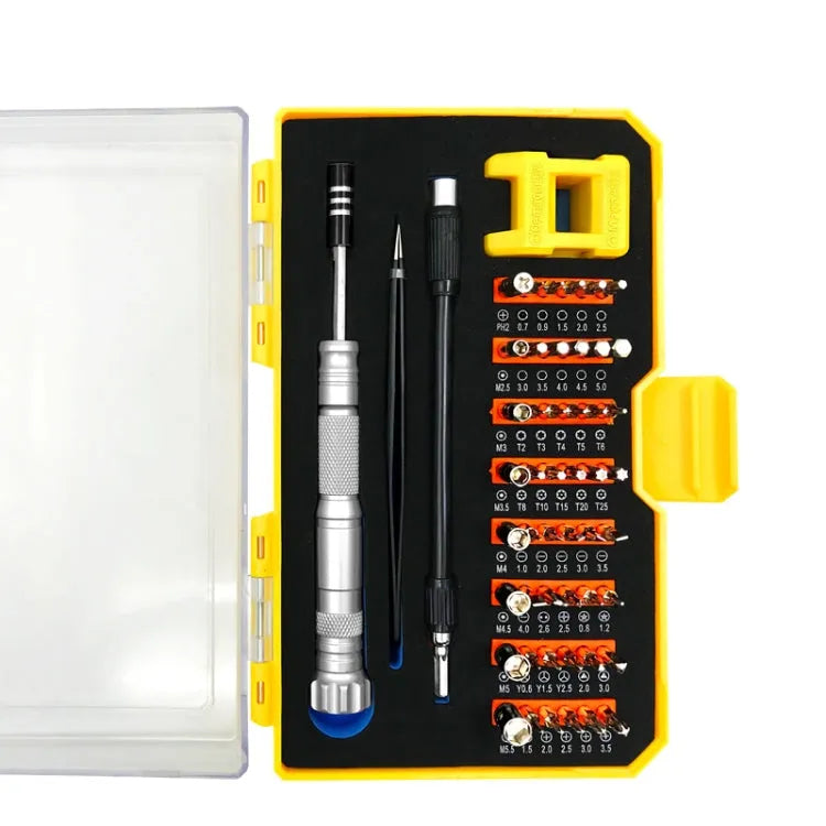OBADUN 9802B 52 in 1 Aluminiumlegering Handvat Hardware Tool Schroevendraaier Set Home Precisie Schroevendraaier Mobiele Telefoon Demontage Tool (gele doos)