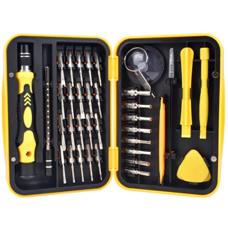 Bekijk mobiele telefoon demontage reparatiegereedschap Multifunctioneel diep gat 38 in 1 combinatie schroevendraaierset (geel)