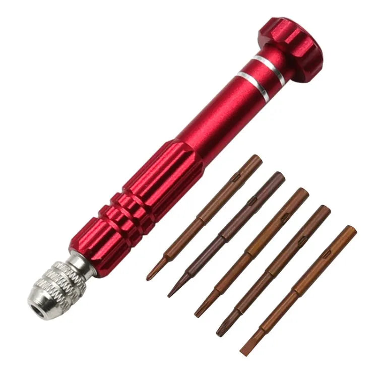 5 in 1 aluminiumlegering schroevendraaier mobiele telefoon demontage en reparatie gereedschap (rood)