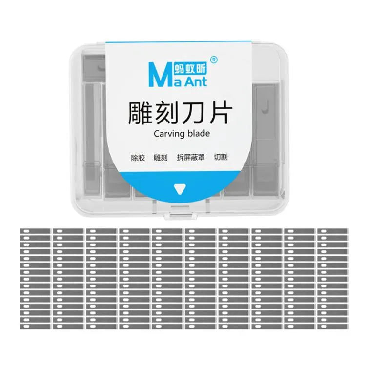 MaAnt M077 150 stuks / doos Dubbelzijdig plat mes voor mobiele telefoonreparatie, achterkant verwijderen, artistiek gegraveerd mesblad, specificatie: nr. 4