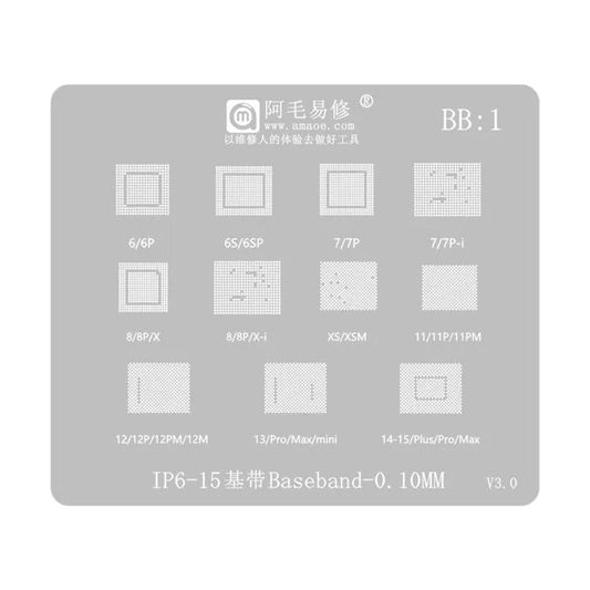AMAOE 0,12 mm reballing stencil voor iPhone 6-15 serie basisband