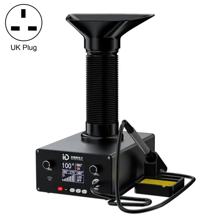 TBK D-201 2 in 1 intelligente soldeerbout met constante temperatuur met soldeerroken absorber tool, UK plug