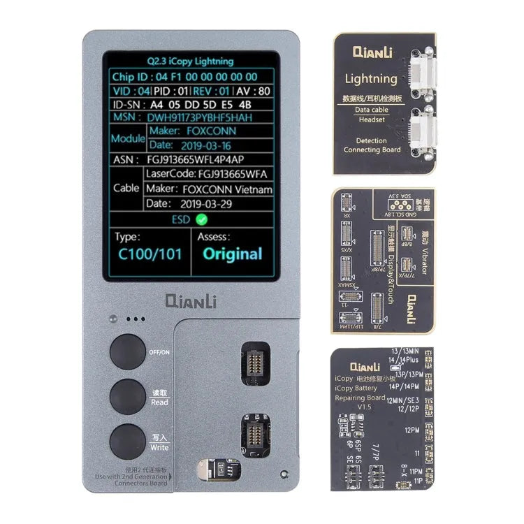 6 - 14 Pro Max 3 in 1 Qianli iCopy Plus 2.2 Reparatie Detectie Programmeur Set, Plug: US voor iPhone