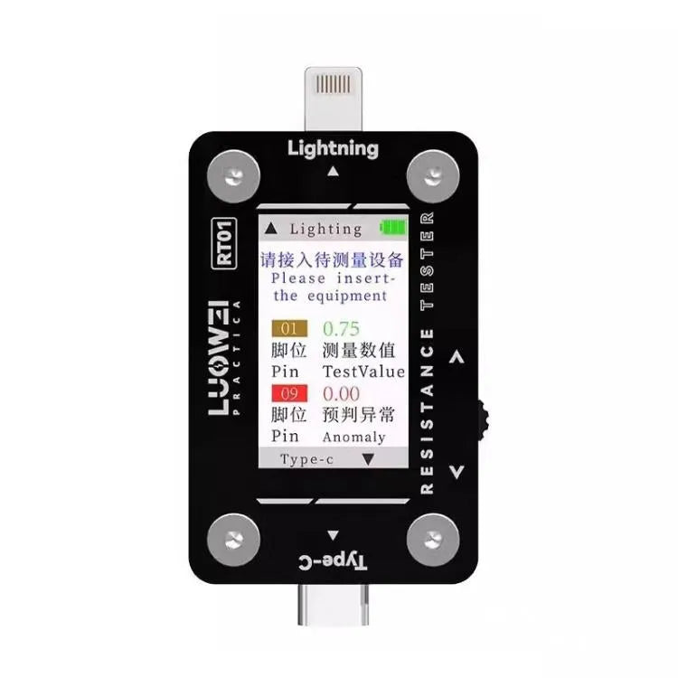LUOWEI RT01 Type-C naar 8-pins afneembare mobiele telefoon achterstekker autotester