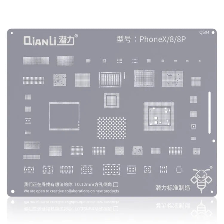 Qianli QS04 Bumblebee Stencils BGA Reballing Planting Tin Plate voor iPhone X/8/8 Plus