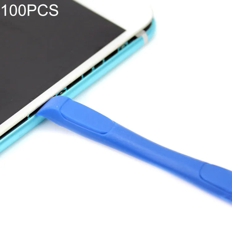 100 STKS JIAFA P8817 Reparatietool voor mobiele telefoons Double-end Spudgers (blauw)