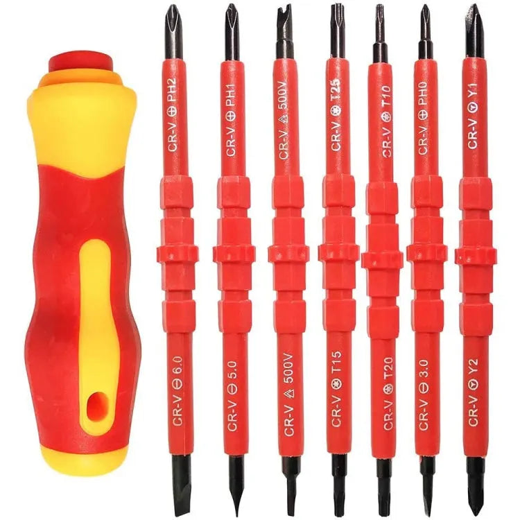 7 in 1 bit isolatie multifunctionele reparatiegereedschap schroevendraaierset (rood)