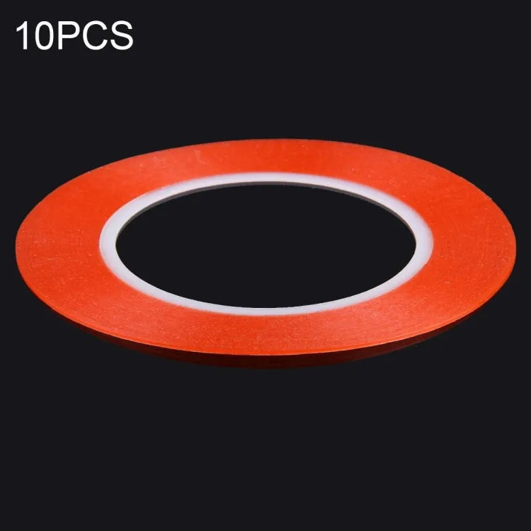 10 STKS 1 mm breedte dubbelzijdige zelfklevende stickertape, lengte: 25 m (rood)