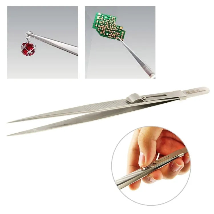 JAKEMY JM-T9-11 verstelbare rechte pincet (zilver)