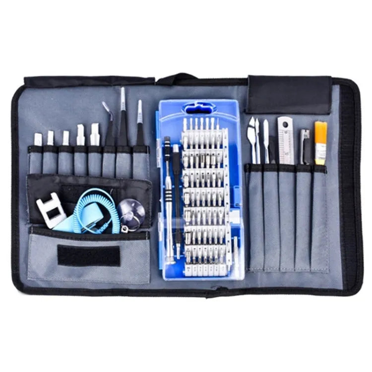 Draagbare stoffen tas Mobiele telefoon Demontage Onderhoudstool Multifunctioneel combinatiegereedschap Schroevendraaierset (blauw)