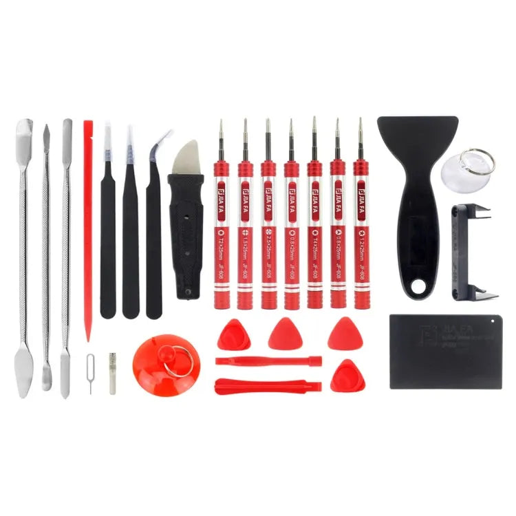 JIAFA JF-8175 28-in-1 reparatieset voor elektronica met draagtas voor reparatie van mobiele telefoon, iPhone, MacBook en meer
