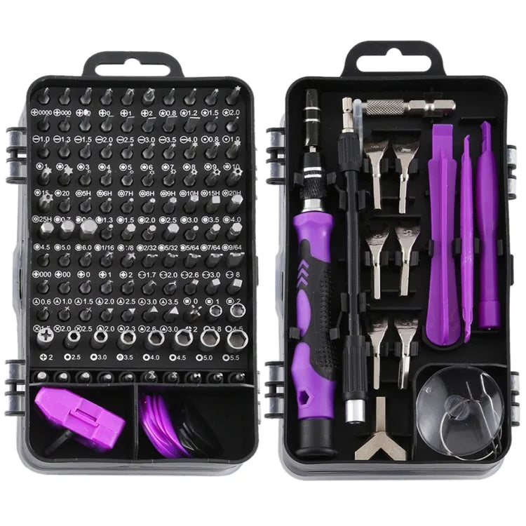135 in 1 DIY mobiele telefoon demontage tool klok reparatie multifunctionele tool schroevendraaier set (zwart paars)
