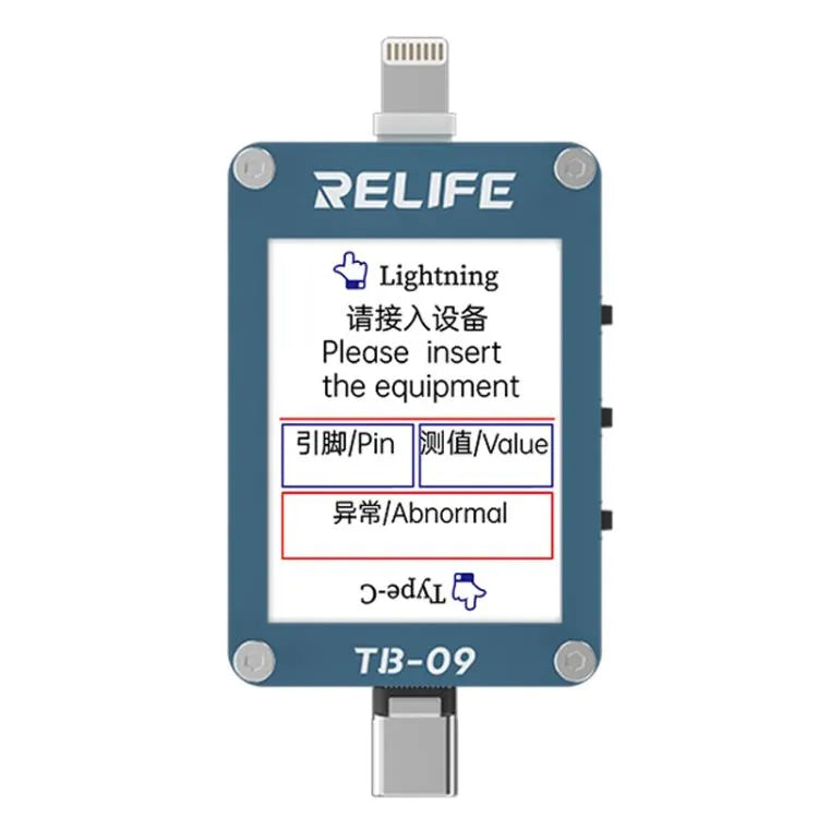 RELIFE TB-09 Type-C / 8-pins staartplugtester vergrendelt automatisch storingspunten