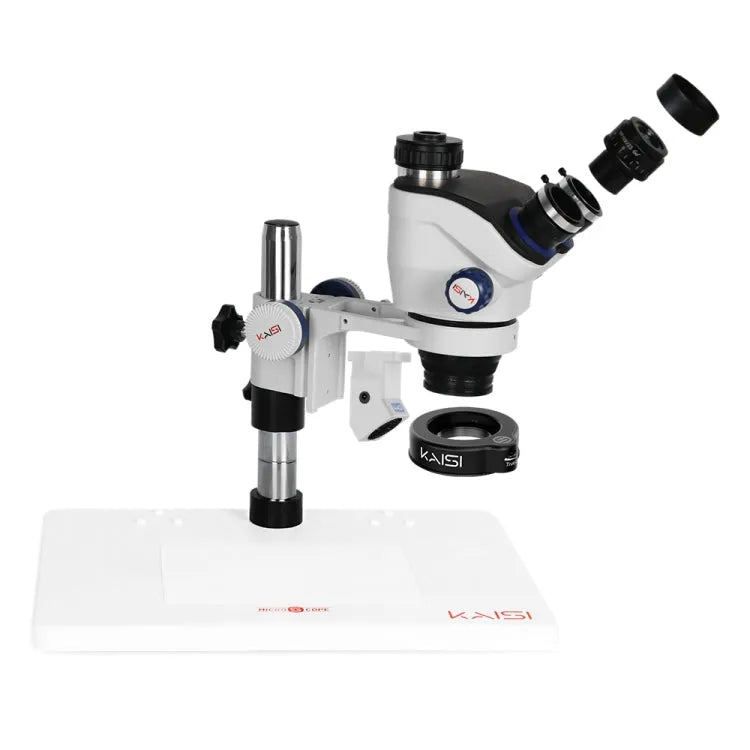Kaisi TX-350E Ver1.3 7X-50X Zoom Trinoculaire Stereomicroscoop met Grote Basis en 4K Camera