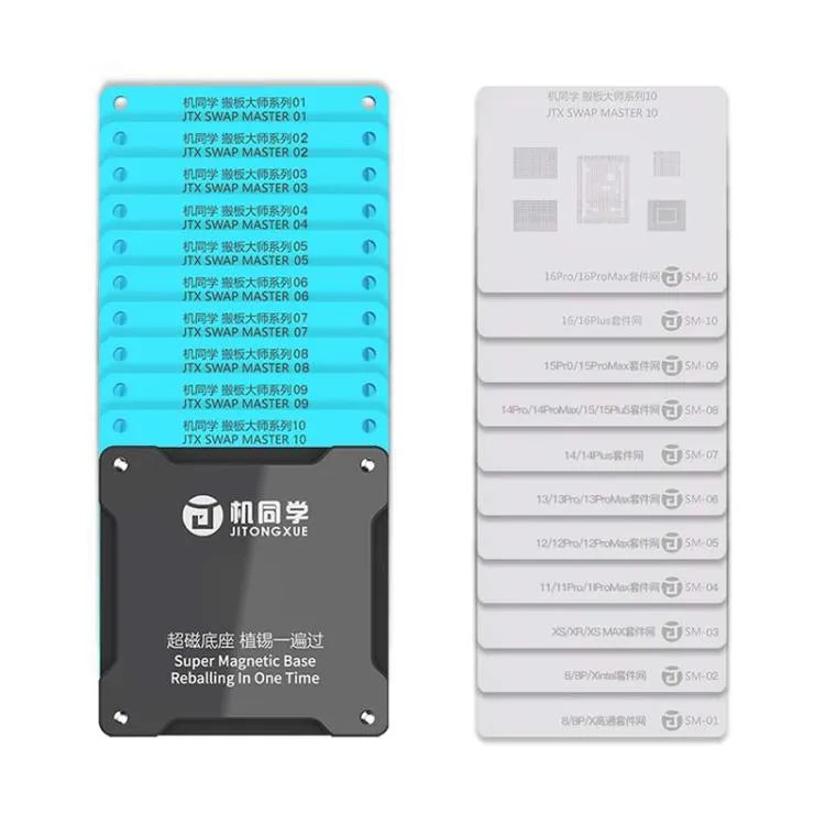 JTX SM-serie verwisselbare BGA-reballing-stencilplatformset voor iPhone 8-16 Pro Max