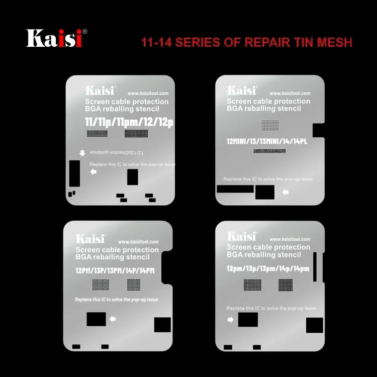 Kaisi LCD-scherm IC BGA Reballing-stencil voor iPhone 11 tot 14 Pro Max