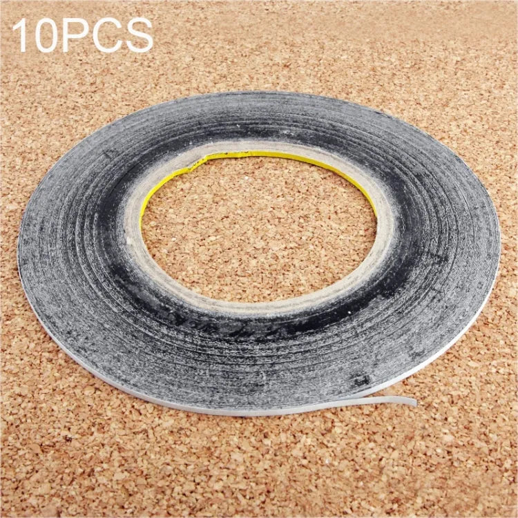 10 stuks 1 mm dubbelzijdige zelfklevende stickertape voor reparatie van het aanraakscherm van de telefoon, lengte: 50 m (zwart)