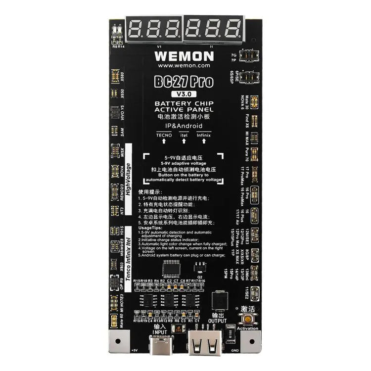 WEMON BC27 Pro V3.0 Batterijactivatorbord voor iPhone 6 tot 17-serie en Android-apparaten