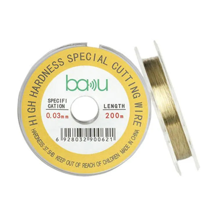 BAKU 0,03 mm 200 m/329 ft koolstofstalen zeefscheider snijdraad voor reparatie van LCD-schermen van smartphones en tablets