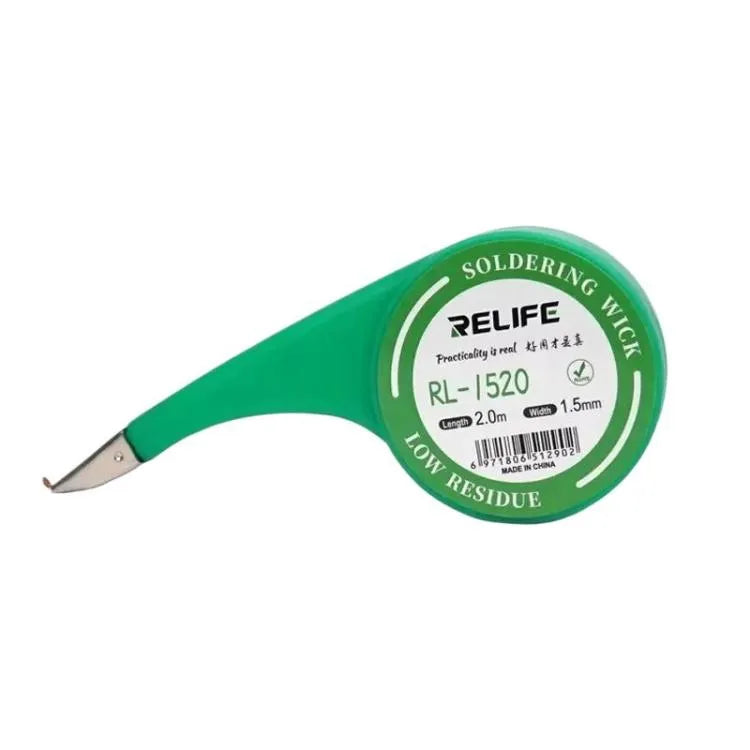 RELIFE 1,5 mm x 2 m Krachtige soldeerverwijderingstape met weinig residu, geen reiniging nodig, voor reparatie en solderen.