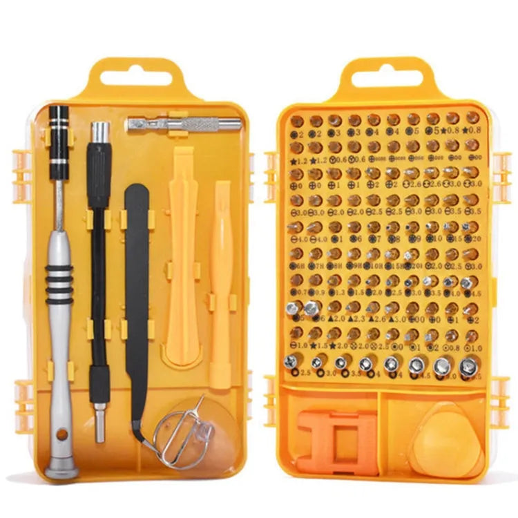 110 in 1 horloge mobiele telefoon demontage onderhoudsgereedschap multifunctionele chroom vanadium stalen schroevendraaier set (geel)
