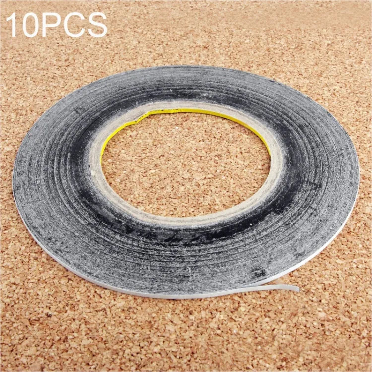 10 STKS 2 mm dubbelzijdige zelfklevende stickertape voor reparatie van het aanraakpaneel van de telefoon, lengte: 50 m (zwart)