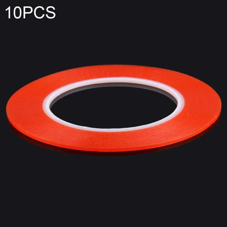 10 stuks 5 mm breedte dubbelzijdige zelfklevende stickertape, lengte: 25 m (rood)