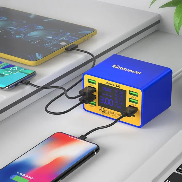 Mechanische ICCHARD 8M QC 3.0 USB Smart Charger Ondersteuning Fastcharging met LCD, EU-stekker