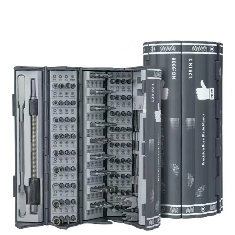 128-in-1 precisieschroevendraaierset met oprolbare koffer, magnetische reparatieset