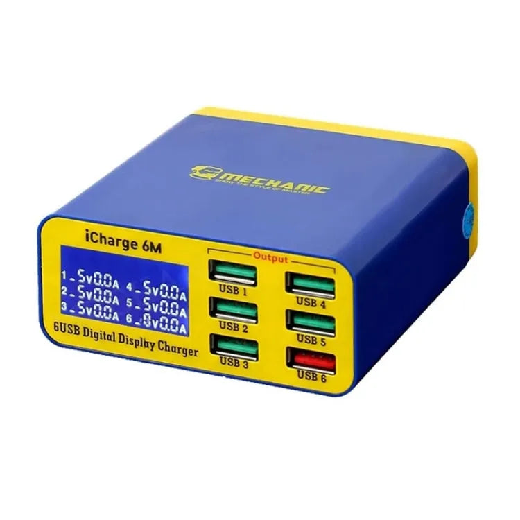 Mechanic ICHIGART 6M QC 3.0 USB Smart Charger Ondersteuning Fastcharging met LCD-scherm, EU-stekker