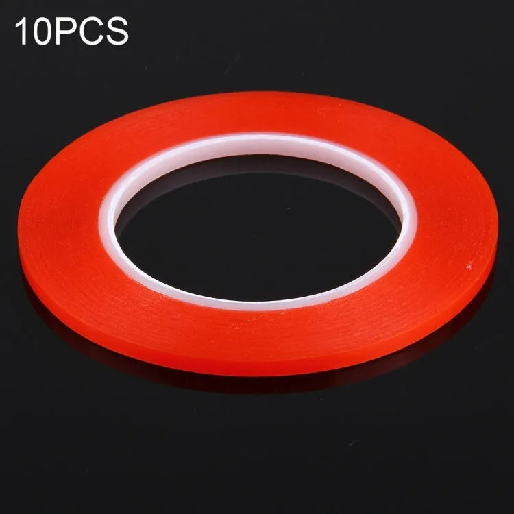10 stuks 2 mm breedte dubbelzijdige zelfklevende stickertape, lengte: 25 m (rood)
