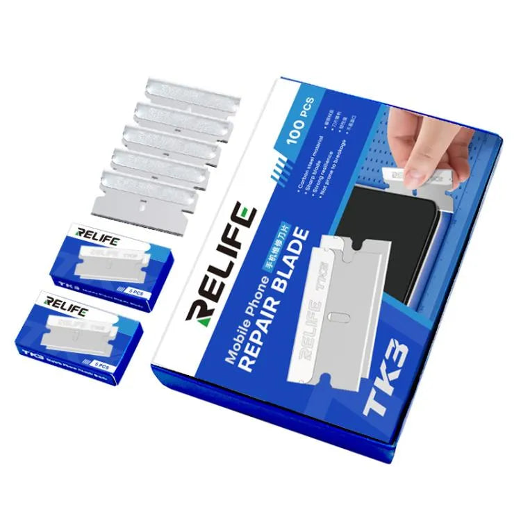 RELIFE TK3 100 stuks/set telefoonreparatiemesjes voor het verwijderen van scherm/lijm
