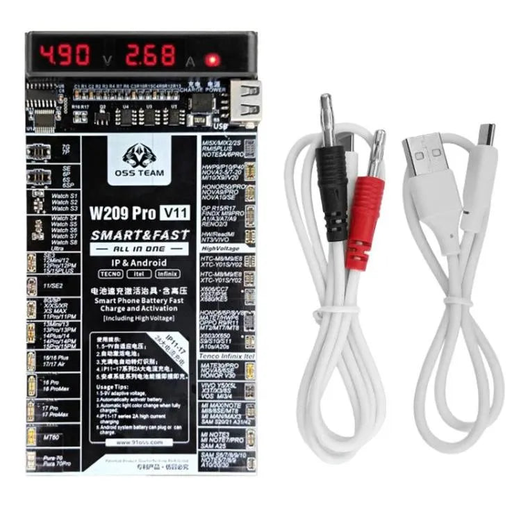 OSS TEAM W209 PRO V11 Batterij Activator Board 7.4V Hoogspanning voor iPhone 6 tot 17 Serie & Android-apparaten