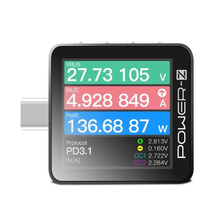 POWER-Z KM003C USB-C snellaadtester PD3.1 & protocolanalysator (zwart)