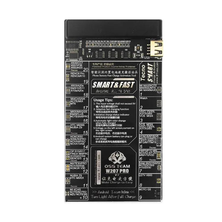 OSS TEAM W207 PRO V7 Batterijactiveringsdetectiebord Snellaad-IC-bord voor Android-apparaten