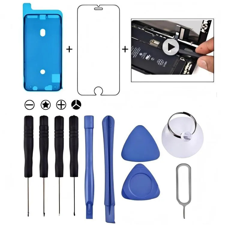 12-in-1 reparatieset met schroevendraaiers, waterdichte sticker en gehard glas