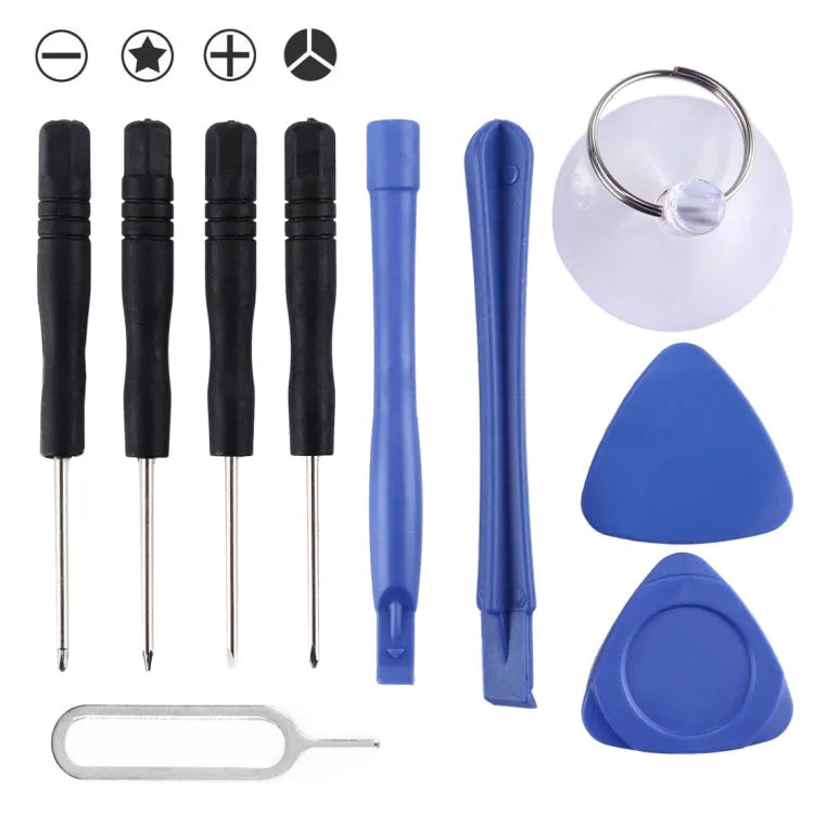 10-in-1 reparatieset met schroevendraaiers, demontagestaven en uitwerppen