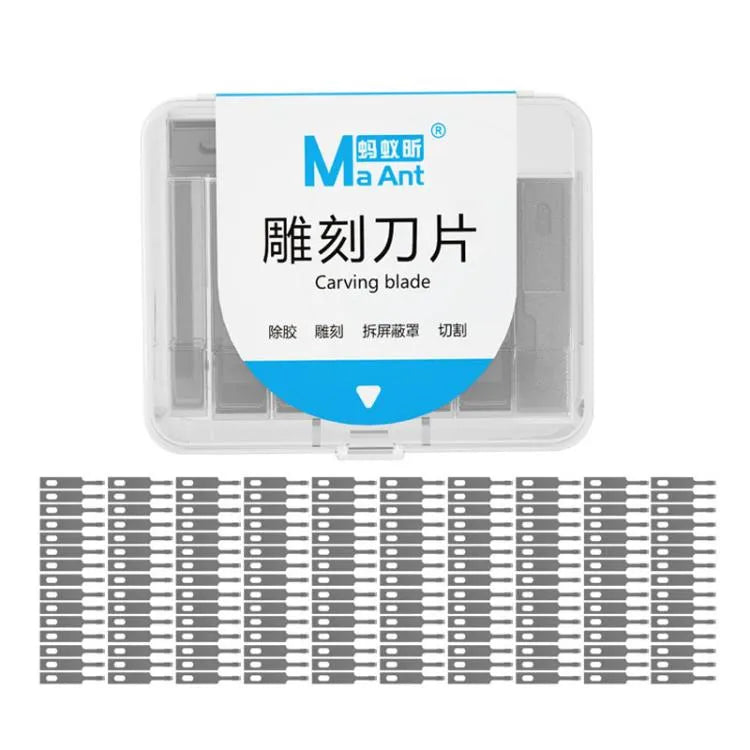 MaAnt M077 150 stuks / doos Dubbelzijdig plat mes voor mobiele telefoonreparatie, achterkant verwijderen, artistiek gegraveerd mesblad, specificatie: nr. 4A