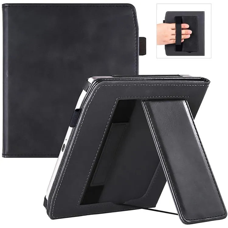 Kalfsleren smart cover met handsteun voor PocketBook Era PB700 (zwart)