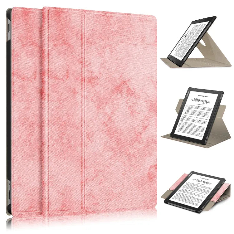 360 graden draaibare lederen tablethoes voor Realme PocketBook PB970 (roze)