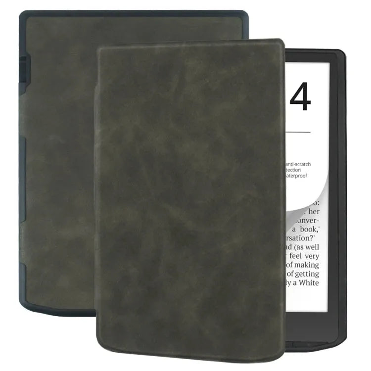 Retro skin-feel lederen smart cover voor PocketBook InkPad 4 / Color 2 / 3 / PB743 (zwart)